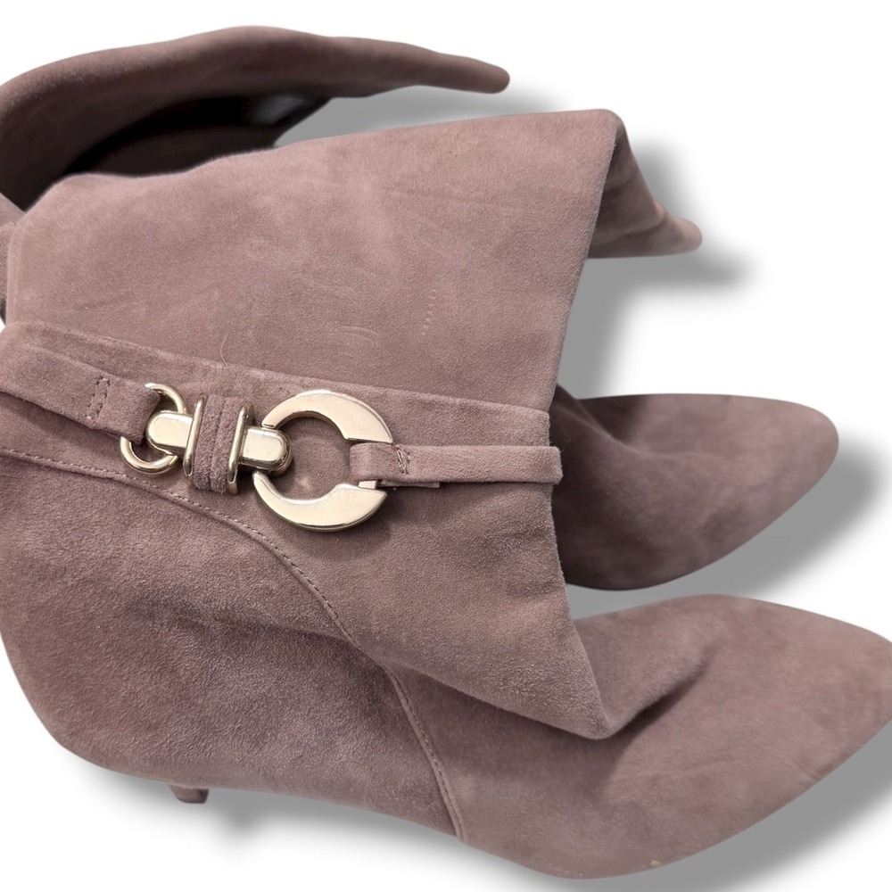 Antonio Melani Taupe Suede Knee High Boots with Gold Buckle Accent Size 6M - Picture 9 of 16